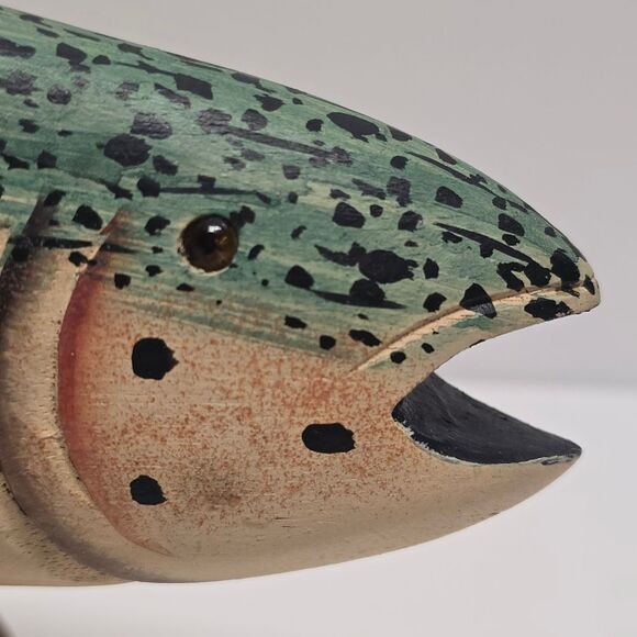 Trout Decoy Vintage Handcarved Hand painted Figurine On Stand - Picture 4 of 9